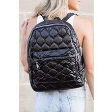 Black Quilted Large Capacity Functional Backpack