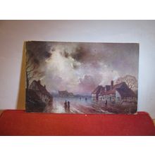 VILLAGE, NATURE'S GLORIES antique postcard, Raphael Tuck & Sons 'Oilette' =