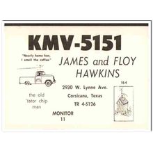 kmv-5151 james hawkins corsicana texas 1960s cb qsl vintage postcard