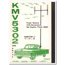 kmv-5302 frank deloria san angelo texas 1960s cb qsl vintage postcard