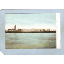 NH Portsmouth Lighthouse Postcard Lighthouse w/Old Fort Constitution light~681