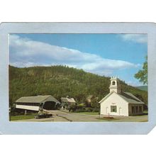 NH Stark Covered Bridge Postcard Stark Bridge Over Ammonoosuc River & Chur~443