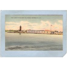 NH Portsmouth Lighthouse Postcard Lighthouse w/Fort Constitution lighthous~682