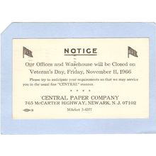 New Jersey Newark Advertising Card For Central Paper Co 765 McCarter Highw~960