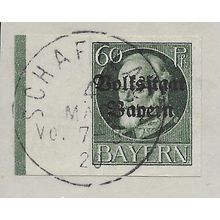 GER (BAVARIA) 1919 60pf KING LUDWIG III' (OVPT)(IMPERFED) FINE USED(EBID65-468)