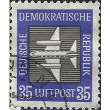 DDR, AIR, Twin engined jet, airmail, violet-blue 1957, 35pf, #3