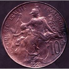 1921 France 10 Centimes Coin