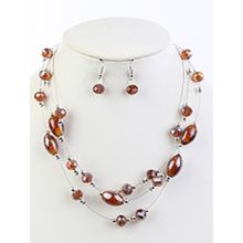 Glass MultiStrand Necklace & Earring Set, Glass Beads, Wire Strands