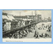 New Jersey Atlantic City Watching The Bathers From The Boardwalk Crowded B~744
