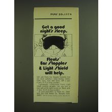 1974 Flents Ear Stopples & Light Shield Ad - Get a good night's sleep