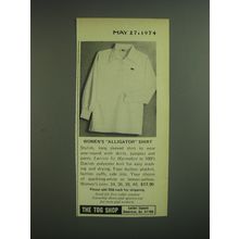 1974 The Tog Shop Lacoste by Haymaker Shirt Ad - Women's Alligator Shirt
