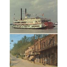 Natchez Steamboat Ship Hideout 2x Mississippi USA Postcard