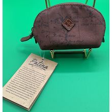 A Very Rare New Patricia Nash Leather Canvas World Print Small Zip Coin Purse
