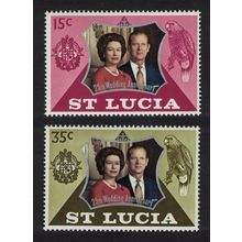 St. Lucia Amazon Bird Royal Silver Wedding 2v 1972 MNH SG#343-344