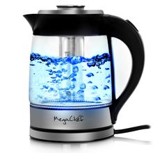 MegaChef 1.8 Liter Cordless Glass and Stainless Steel Electric Tea Kettle wit...