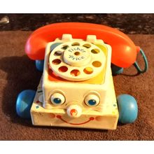Old Vintage Original Fisher Price Pull Phone # 2063 6 1/2" Long Working 1985