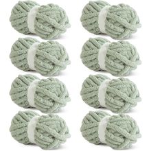 Hombys Sage Green Chunky Chenille Yarn for Crocheting and Knitting, Super Bulky