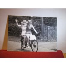 SUE FREEMAN & WENDY WILSON, TANDEM BIKE, BEDFIELD, SUFFOLK unused postcard =