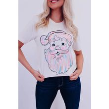 White Cute Santa Claus Graphic Casual Tee