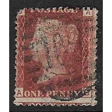 GB 1858 QUEEN VICTORIA 1d RED PLATE 212 USED SG43 / 44 " AB "
