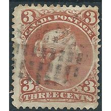 Canada 1868 SG58 3c Brown-Red Good+/Fine Used .. ..