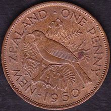 1950 New Zealand 1 Penny Coin