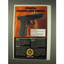 1991 Glock Model 22 Pistol Ad - Power Proven and Simple