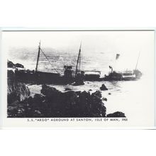 SS Argo Aground at Santon Isle of Man Reproduction Postcard