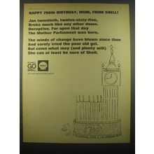 1965 Shell Oil Ad - Happy 700th Birthday, Mum, From Shell!