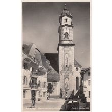 Mittenwald Bicycle at Kirche Pfarrkirche Real Photo Postcard