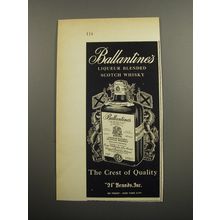 1955 Ballantine's Liqueur Blended Scotch Whisky Ad - The crest of quality