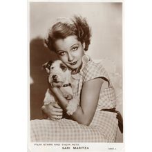 Sari Maritza Film Stars & Their Pets Real Photo Postcard