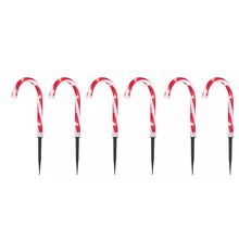 New 18" 6-Piece Candy Cane Pathway Marker Set Plug-In Holiday Christmas Lights