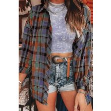 Orange Plaid Print Loose Vintage Shirt