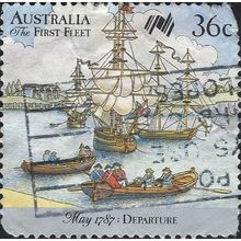 AUSTRALIA, SHIP, First Fleet, Transfer to Ship , green 1987, 36c, #4