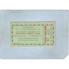 New York Coney Island Amusement Park Ephemera Coupon Balzano's Penny Game ~482