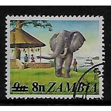 ZAMBIA 1979 8N on 9N AFRICAN ELEPHANT SG 279 FINE USED