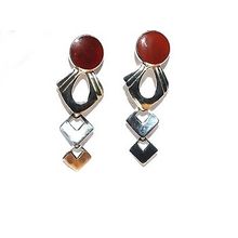 Sterling Silver Genuine Shell or Stone Triple drop Earrings