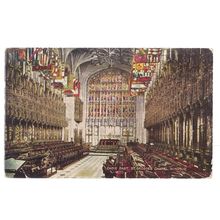 CHOIR, ST. GEORGE'S CHAPEL, WINDSOR CASTLE, unused antique postcard Valentine #