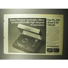 1974 Pioneer PL-12D Turntable Advertisement