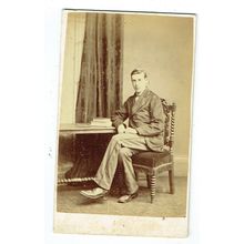 Victorian cdv photo young man seated Brompton Road London photographer