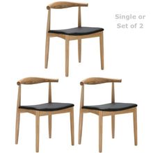 1 or 2 Elbow Style Dining Chairs Danish Mid-Century Mod Natural Fin. Solid Wood