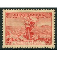 AUSTRALIA 1936: OPENING SUBMARINE TELEPHONE CABLE TO TASMANIA - 2d RED MH (G7)