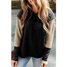 Black Contrast Sleeves Patchwork Colorblock Hoodie