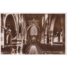 ED 348 RUGBY - PARISH CHURCH INTERIOR . RP POSTCARD
