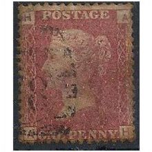 1858 SG43 1d Red Plate 145 Good/Fine Used Check Letters "AH".