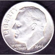 1946 USA 10 Cents Silver Coin Roosevelt