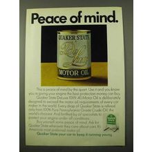 1971 Quaker State Motor Oil Ad - Peace of Mind