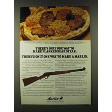 1980 Marlin Model 1894 Rifle Ad - Planked Bear Steak recipe