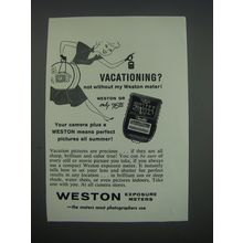 1957 Weston DR Exposure Meter Ad - Vacationing? Not without my Weston meter